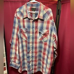 High Noon Plaid Pearl Snap Western Shirt size 3X Tall